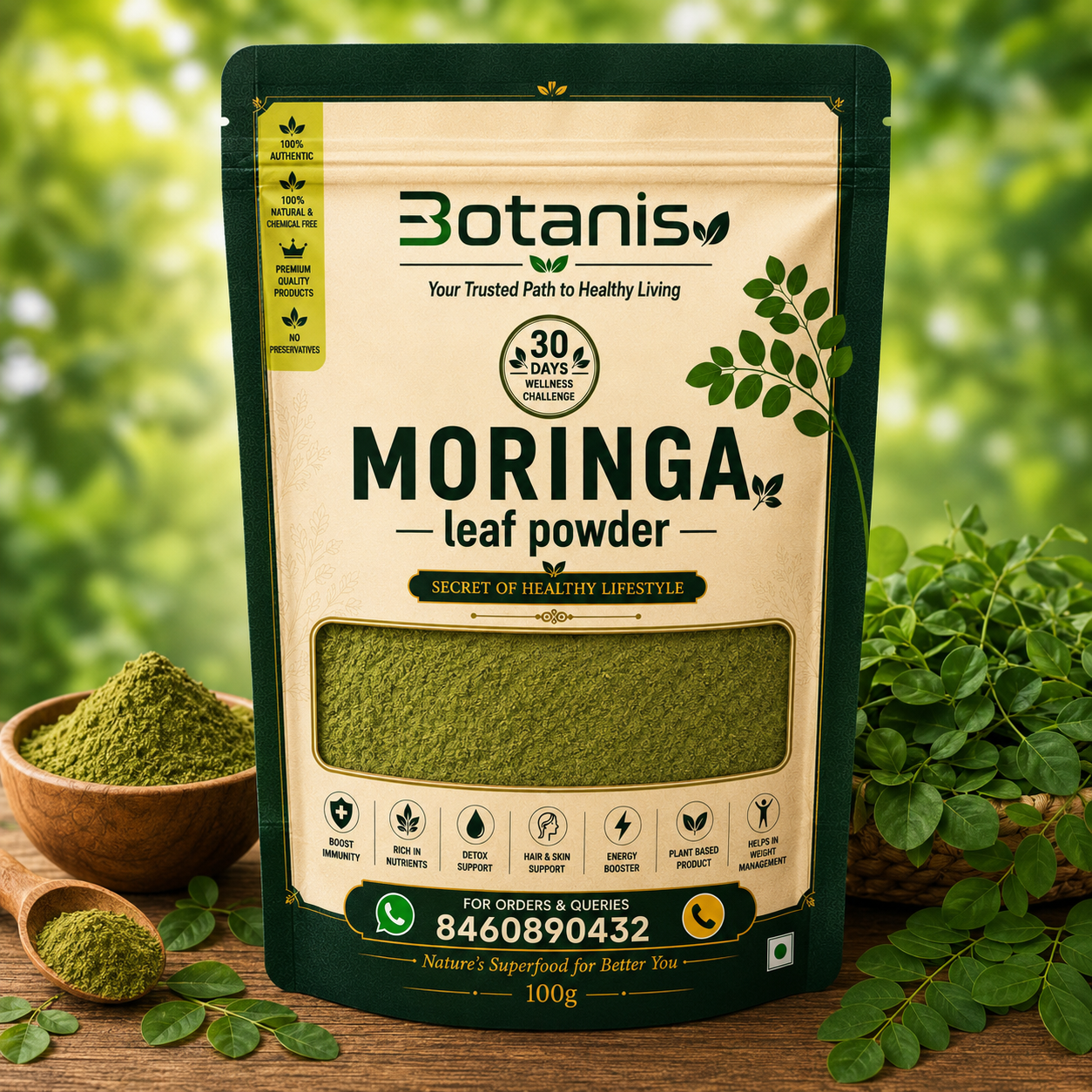Botanis Moringa Leaf Powder pouch